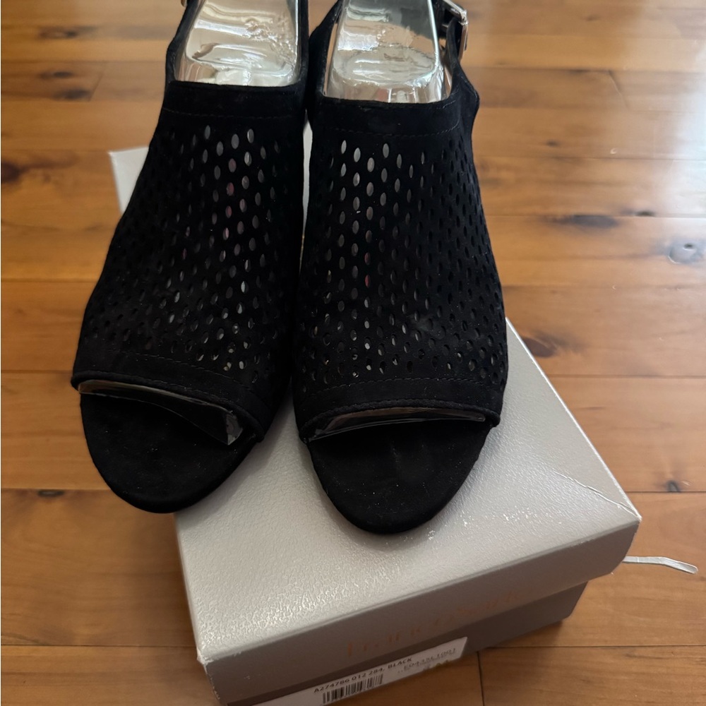 Franco Sarto Black Peep-Toe Heels